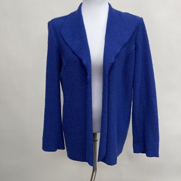 Chico's Cardigan Sweater Size 2 Large 12 Blue Purple 100% Wool Long Sleeve - Picture 1 of 9